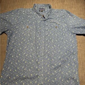Patagonia Men's Shirt with Blue and Yellow Pattern